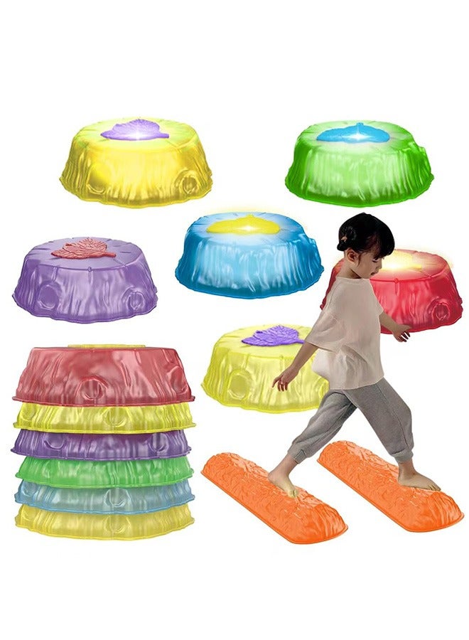 XiuWoo Stepping Stones for Kids, 8pcs Non-Slip Balance River Stones Jumping Stones, Indoor & Outdoor Toys, Preschool Obstacle Course, Sensory Fitness Equipment - Image 1