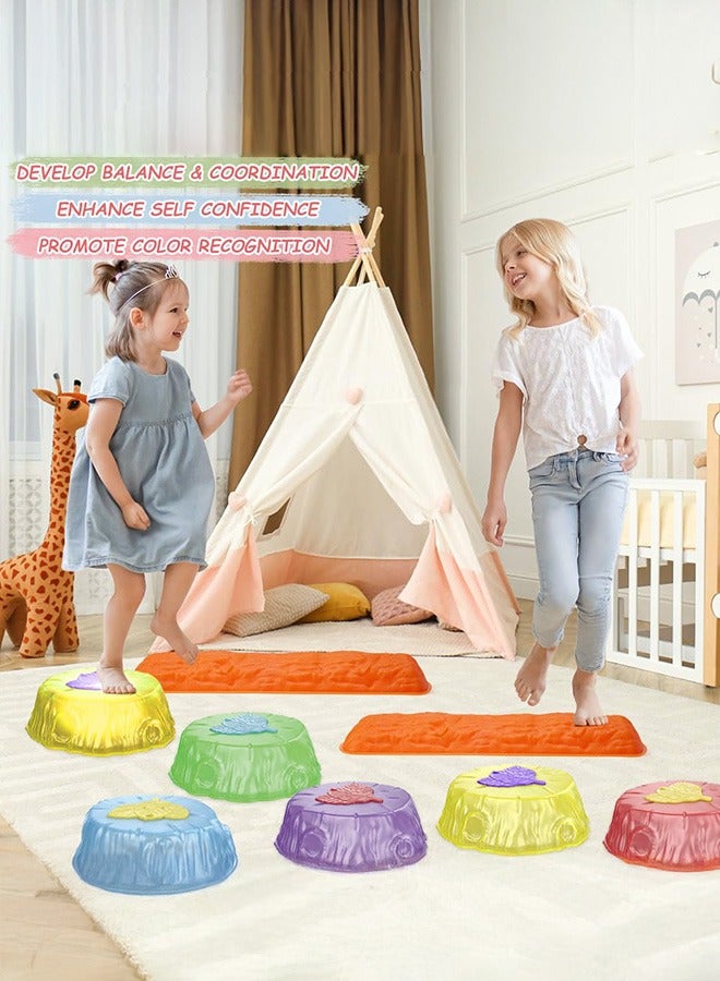 XiuWoo Stepping Stones for Kids, 8pcs Non-Slip Balance River Stones Jumping Stones, Indoor & Outdoor Toys, Preschool Obstacle Course, Sensory Fitness Equipment - Image 4