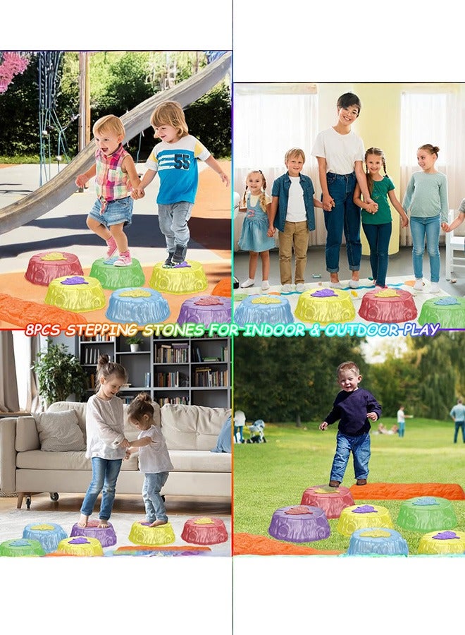 XiuWoo Stepping Stones for Kids, 8pcs Non-Slip Balance River Stones Jumping Stones, Indoor & Outdoor Toys, Preschool Obstacle Course, Sensory Fitness Equipment - Image 5