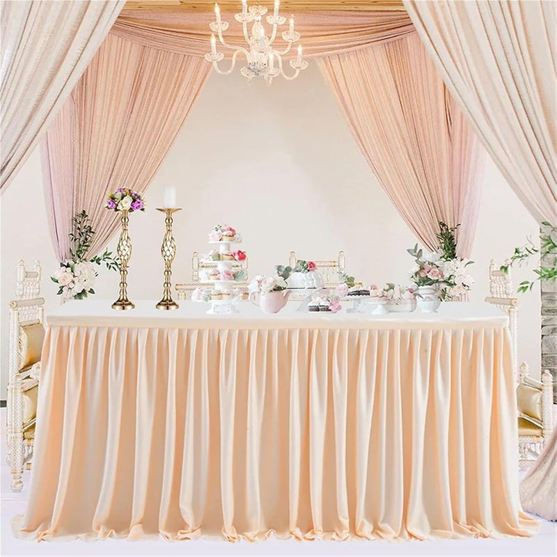 Table Skirt Polyester Table Skirt,Fitted With Pleated Ruffle Table Skirt For Party Wedding Birthday(Pink,14ft(H78 L427cm)) - Image 5