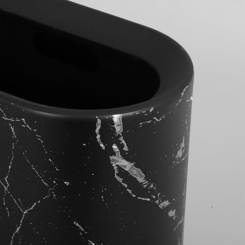 Narrow Marble Wastebasket Trash Can with Lid, Black Garbage Bin for Bathroom, Kitchen, Bedroom, Home Office Indoor Use - Image 3