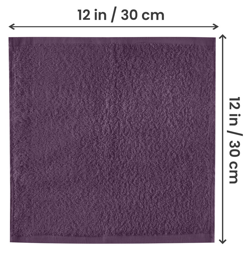 Utopia Towels 12 Pack Cotton Washcloths Set - 100% Ring Spun Cotton, Premium Quality Flannel Face Cloths, Highly Absorbent and Soft Feel Fingertip Towels (Beige, Plum, Sage Green, Navy) - Image 3