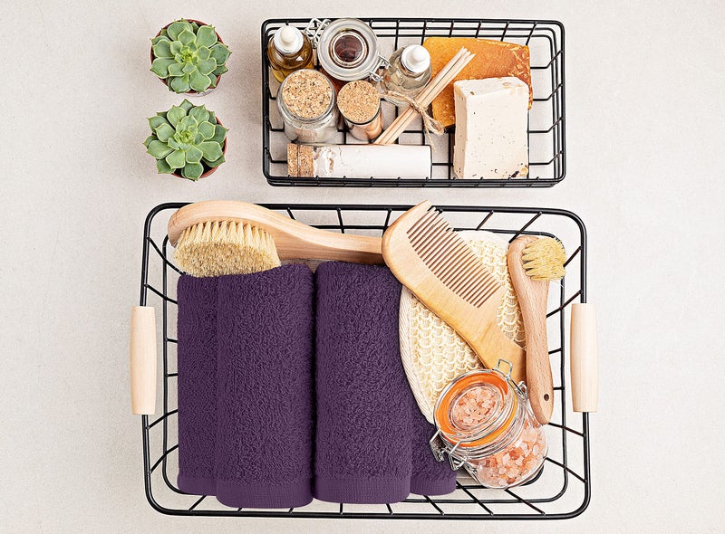 Utopia Towels 12 Pack Cotton Washcloths Set - 100% Ring Spun Cotton, Premium Quality Flannel Face Cloths, Highly Absorbent and Soft Feel Fingertip Towels (Beige, Plum, Sage Green, Navy) - Image 5