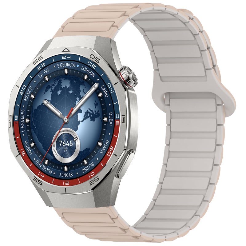 erorex For Huawei Watch Gt 5 Pro 46Mm Two Color Magnetic Buckle Silicone Watch Band(Milk Tea Rocky White) - Image 1