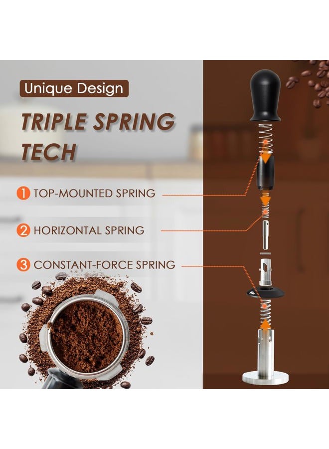 FEILAIR 51mm Professional Espresso Tamper – 30LB Calibrated Pressure, Triple Spring & Click Feedback | Compatible with Breville, DeLonghi & More | Textured Stainless Steel Base，BLACK - Image 3