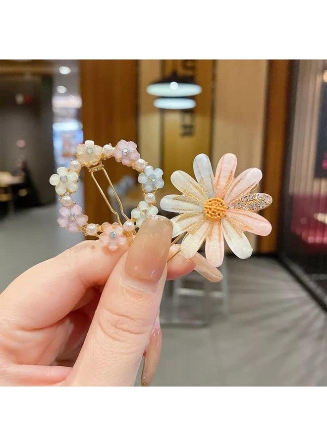 DN Creation Set of 4 Stylish Pearl Korean Rhinestone Metal Hair Clips Hair Pins for Women and Girls - Image 4