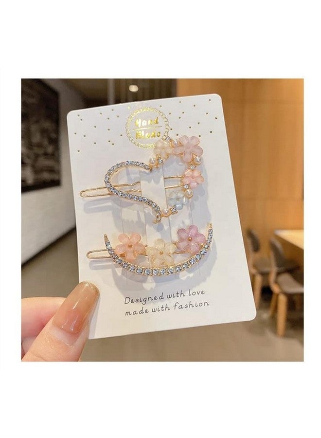 DN Creation Set of 4 Stylish Pearl Korean Rhinestone Metal Hair Clips Hair Pins for Women and Girls - Image 3