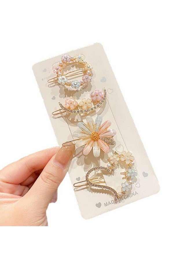 DN Creation Set of 4 Stylish Pearl Korean Rhinestone Metal Hair Clips Hair Pins for Women and Girls - Image 2