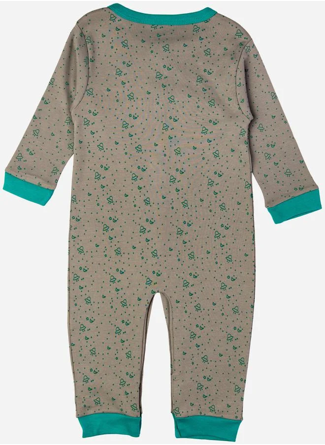 Babies Basic Printed Cotton Long Sleeves Sleepsuit