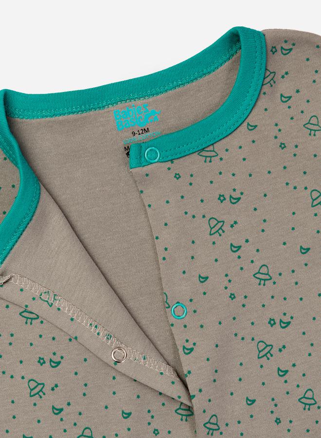 Babies Basic Printed Cotton Long Sleeves Sleepsuit - Image 3