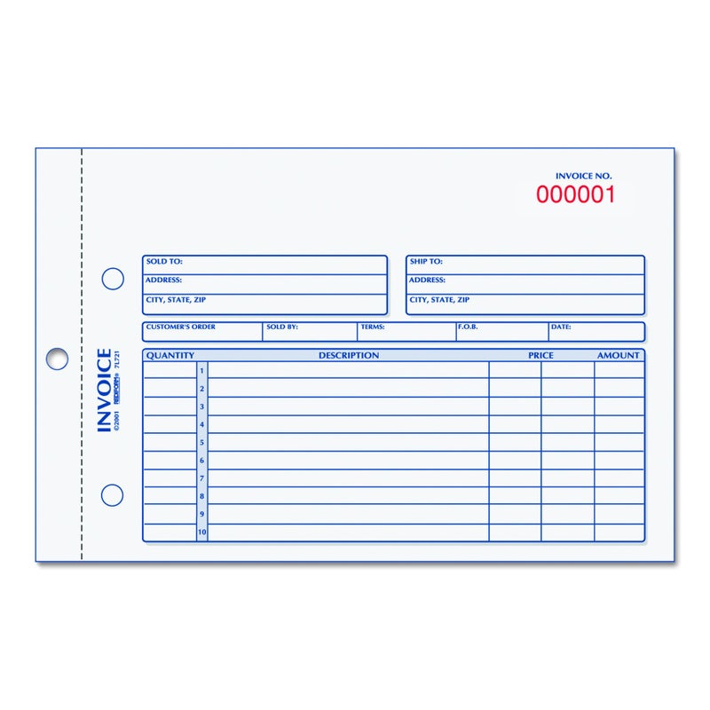 Rediform 7L721 Invoice Book, 5 1/2 x 7 7/8, Carbonless Duplicate, 50 Sets/Book - Image 1