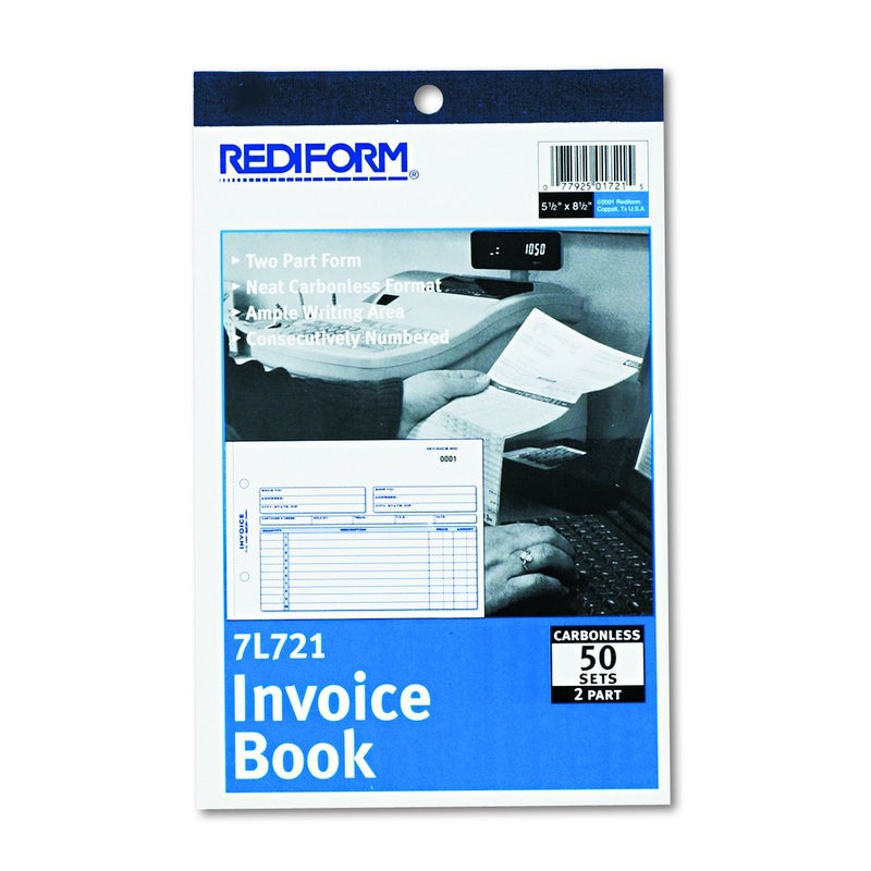 Rediform 7L721 Invoice Book, 5 1/2 x 7 7/8, Carbonless Duplicate, 50 Sets/Book - Image 2