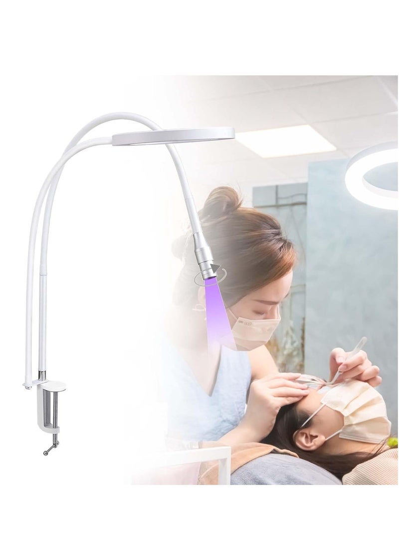 شو وو مصباح لتمديد الرموش، مع ضوء تعبئة، مصباح رموش LED قابل للتعديل بقوة 5 وات مع مشبك لفناني الرموش، وفناني الأظافر، ومصباح جل لعلاج الرموش، ومجفف مانيكير الأظافر مع دواسة قدم، ورأس مصباح قابل للإزالة - Image 1