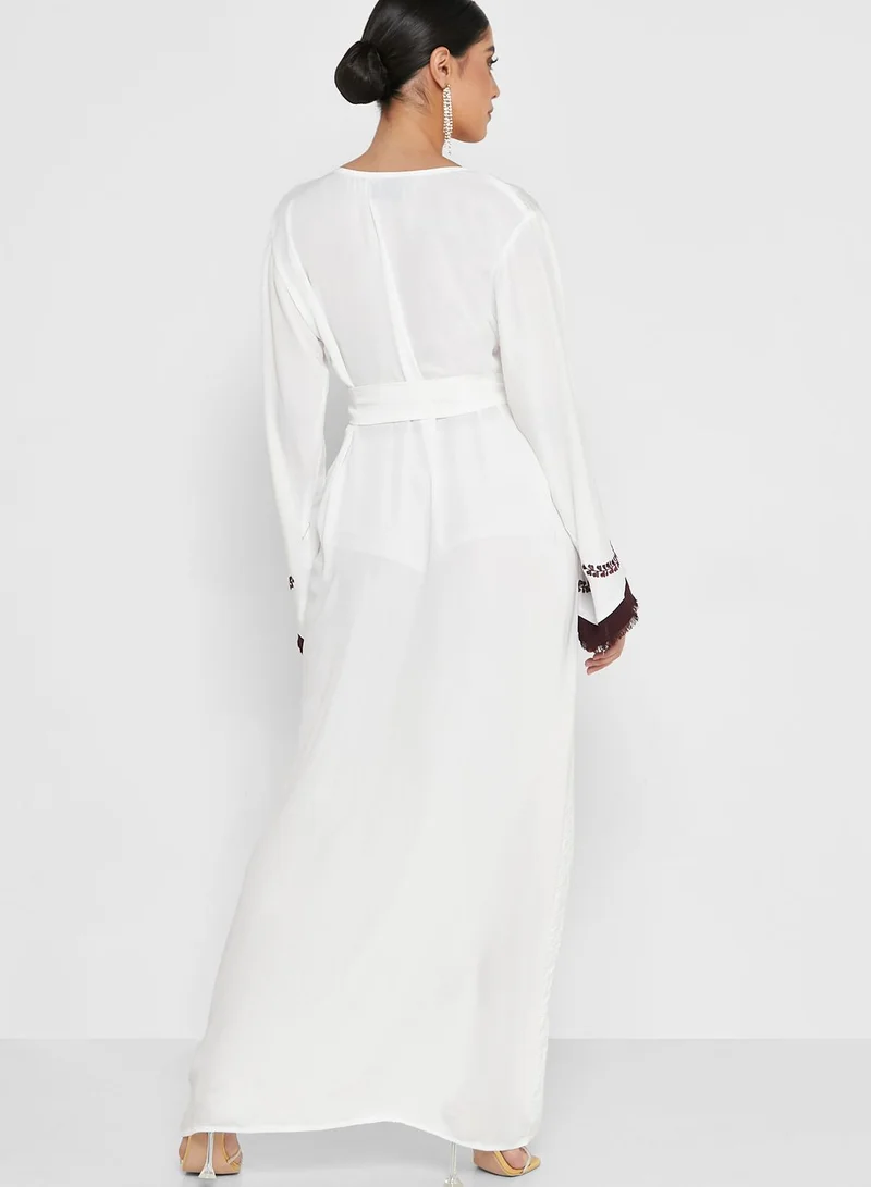 hayas closet Embellished Belted Jalabiya