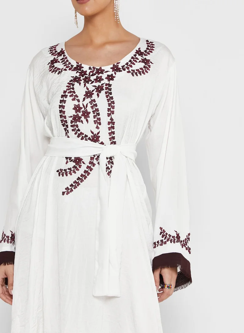 hayas closet Embellished Belted Jalabiya