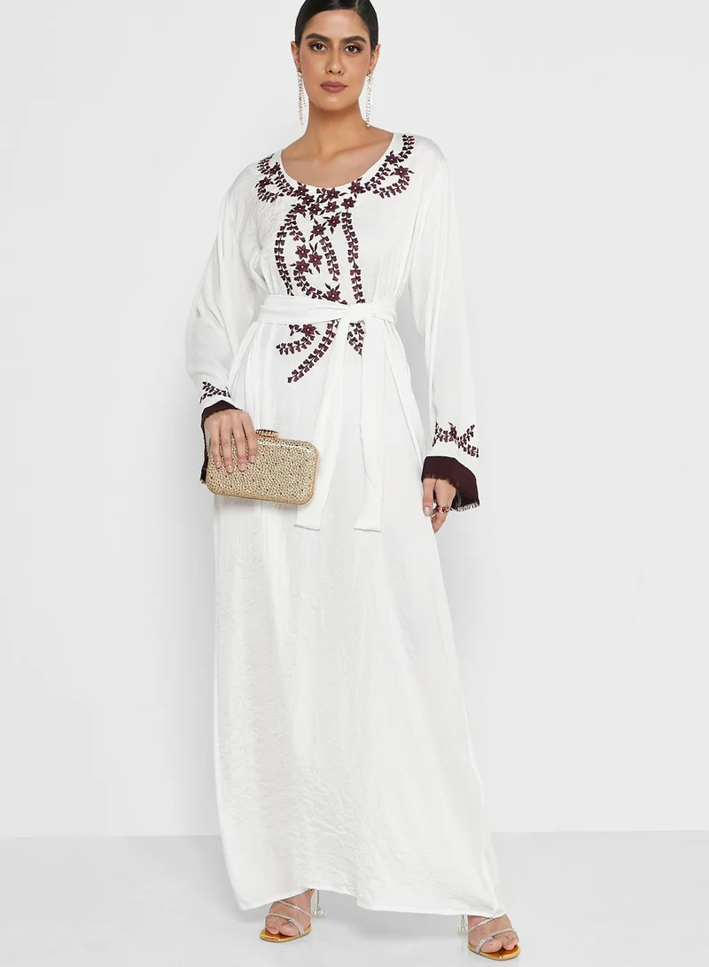 hayas closet Embellished Belted Jalabiya
