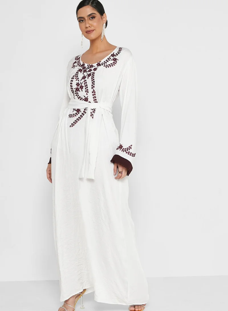 hayas closet Embellished Belted Jalabiya