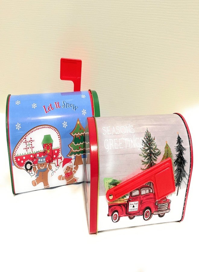Greenbrier Festive Holiday-Themed 4 Pack Cookie Tins: Large 6"x4"x3", Small 5"x3"x2" - Image 2