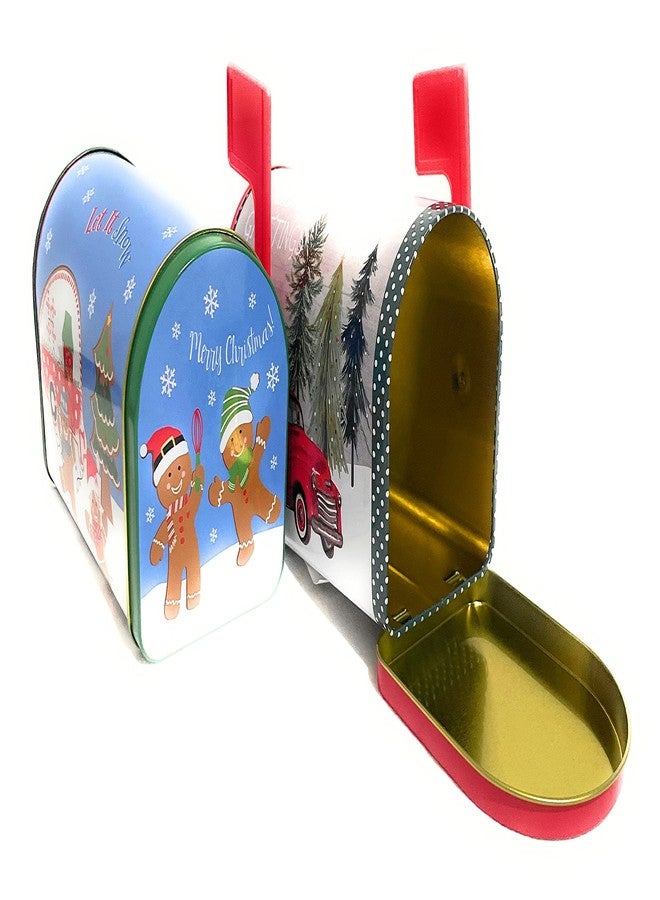 Greenbrier Festive Holiday-Themed 4 Pack Cookie Tins: Large 6"x4"x3", Small 5"x3"x2" - Image 3
