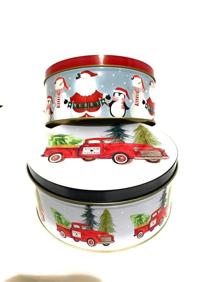 Greenbrier Festive Holiday-Themed 4 Pack Cookie Tins: Large 6"x4"x3", Small 5"x3"x2" - Image 5
