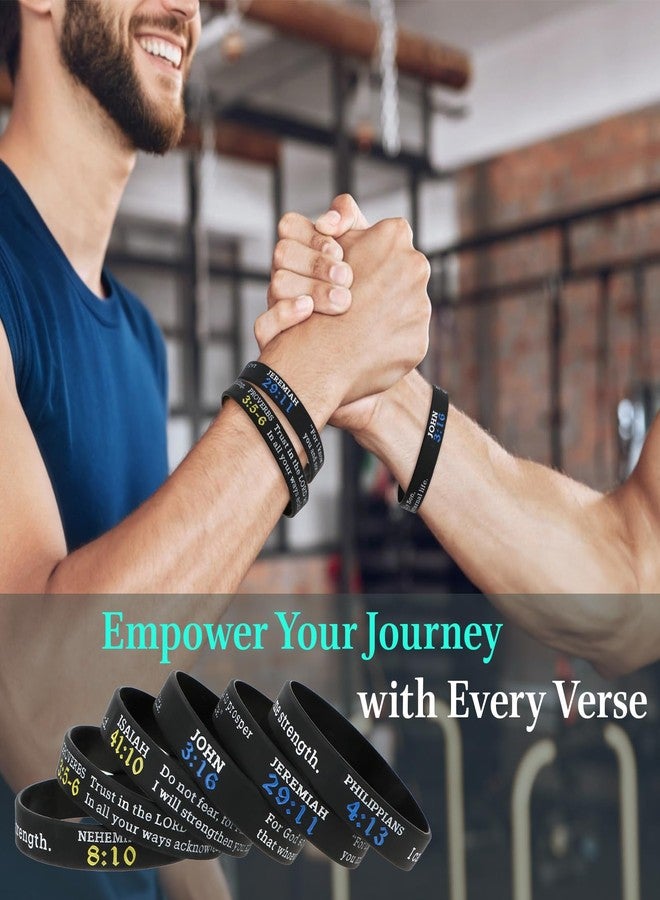 kilofly 6 pcs Christian Scripture Quote Bible Verse Silicone Bracelet Wristbands - Faith - Image 3