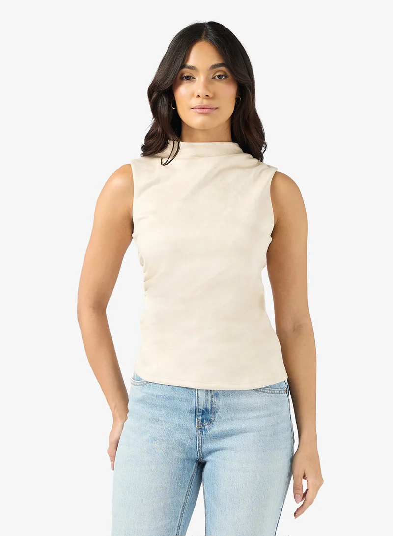 BELLA Short sleeve FAUX SUEDE TOP