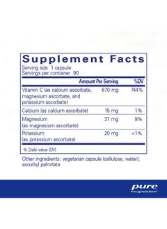 Pure Encapsulations Buffered Ascorbic Acid Capsules ; Vitamin C For Sensitive Individuals* ; 90 Capsules  - Image 3
