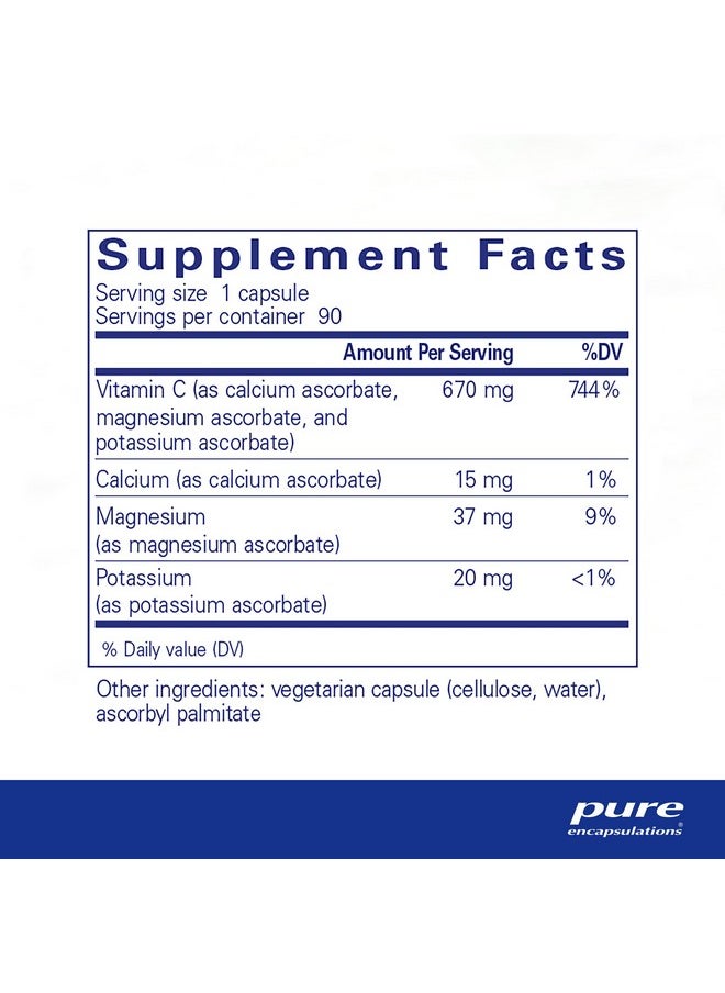Pure Encapsulations Buffered Ascorbic Acid Capsules ; Vitamin C For Sensitive Individuals* ; 90 Capsules  - Image 3