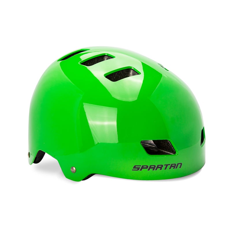 Spartan Mirage Jr Kids Skate Helmet | S/M Size 53–56 cm | Lime Green Finish | ABS Shell with EPS Foam & Sponge Liner | Dial-Fit Head Ring | 12 Air Vents | Quick-Release Buckle | Multi-Sport | SP-9087 - Image 1