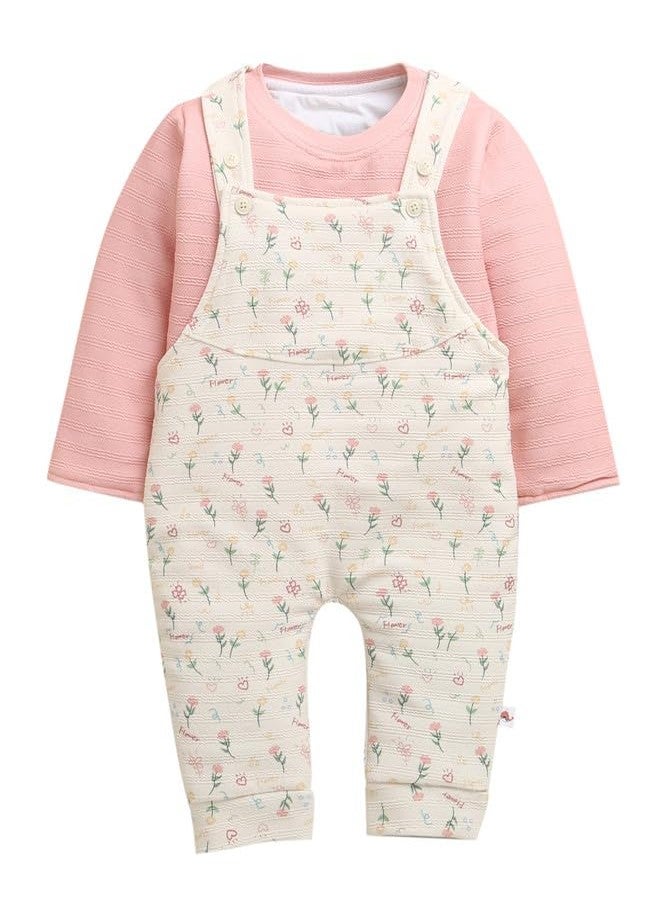 BUMZEE جمبسوت بناتي بأكمام طويلة من بامزي، لون كريمي وخوخي - من 6 إلى 9 أشهر (Peb10739D-crm) - Image 1