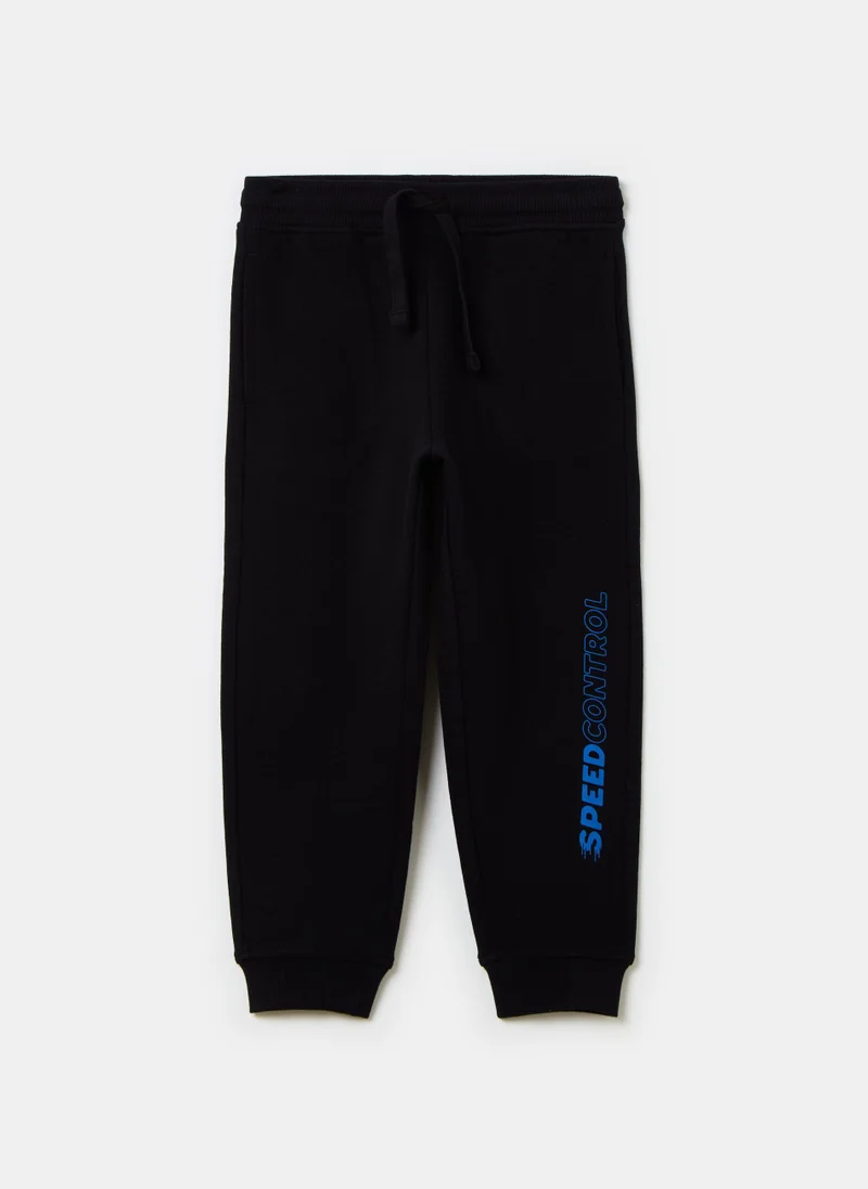 او في اس Fleece joggers with drawstring and print