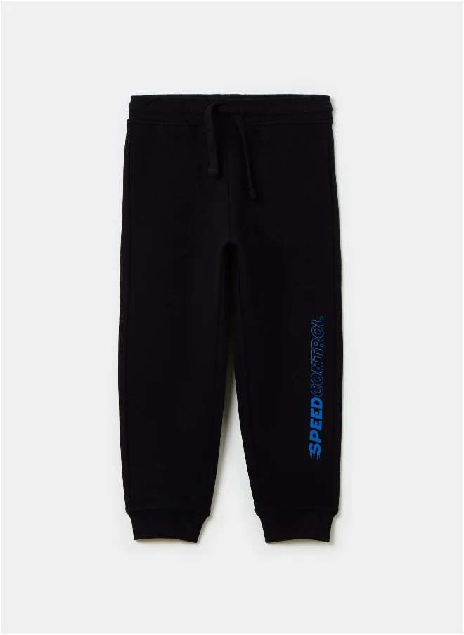 او في اس Fleece joggers with drawstring and print