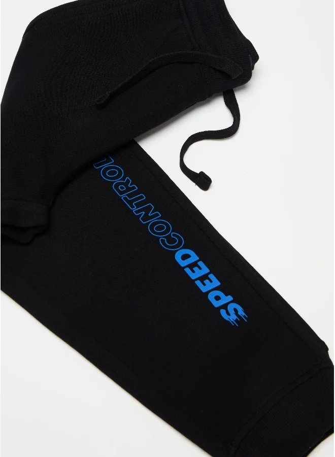Ovs Fleece joggers with drawstring and print