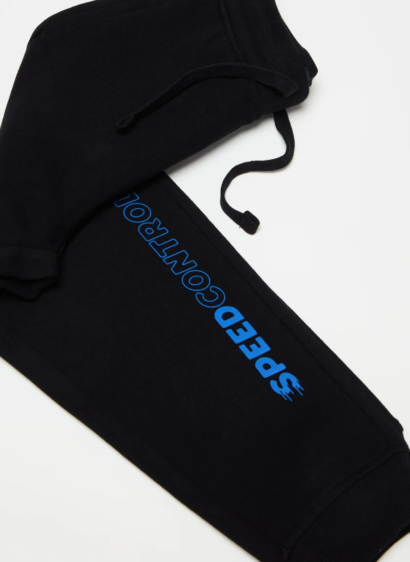 Ovs Fleece joggers with drawstring and print