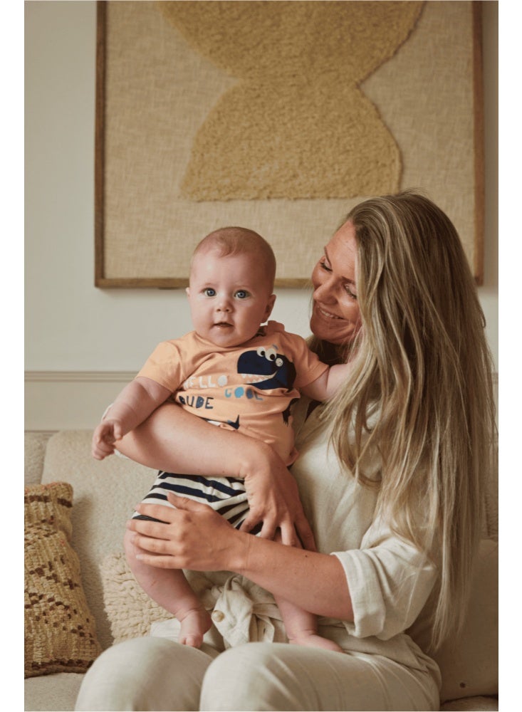 Dirkje Boys Pyjamas Orange Dark Blue Dino - Image 3