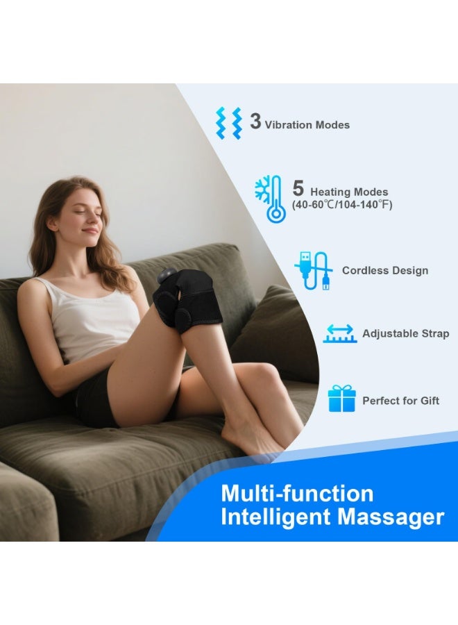 كينجمازي مساج لاسلكي لآلام الركبتين (2 قطعة) - 3 مستويات اهتزاز حراري، 5 إعدادات حرارة، شحن لاسلكي ممغنط، عمل 14 يوم، جيب كمادات أعشاب - Image 5