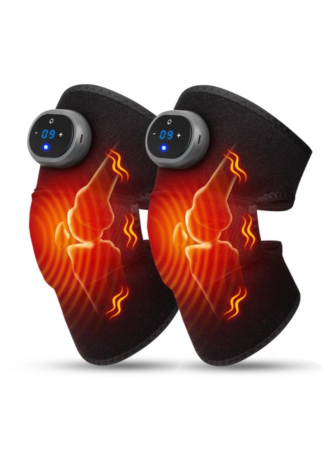 كينجمازي مساج لاسلكي لآلام الركبتين (2 قطعة) - 3 مستويات اهتزاز حراري، 5 إعدادات حرارة، شحن لاسلكي ممغنط، عمل 14 يوم، جيب كمادات أعشاب - Image 4