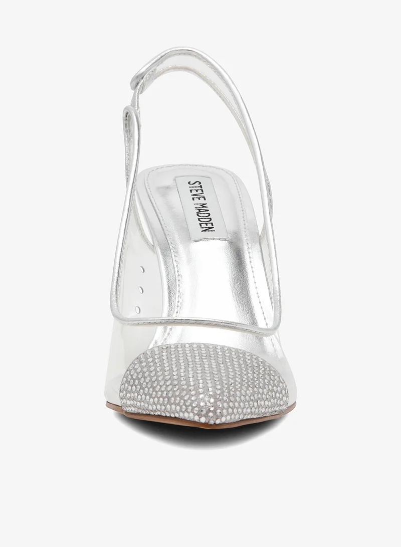 Steve Madden SILVER LEENA Embellished Slingback Pumps for Women | Best Price UAE