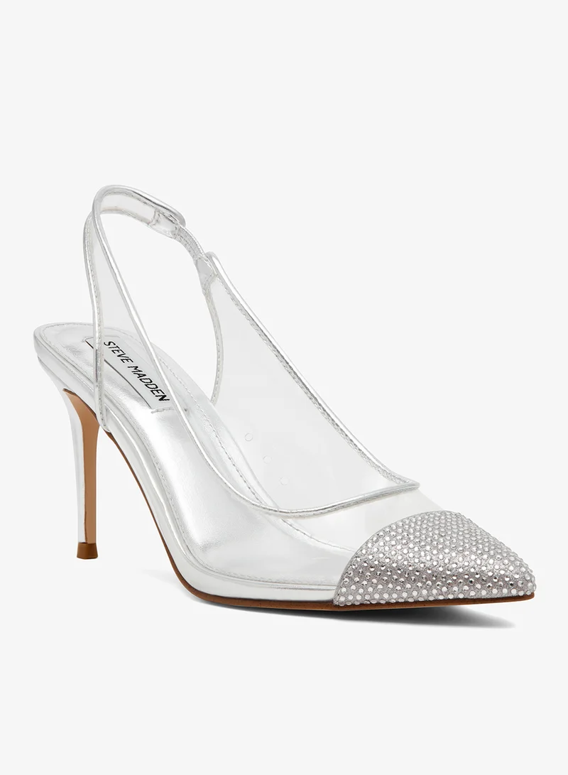 Steve Madden SILVER LEENA Embellished Slingback Pumps for Women | Best Price UAE