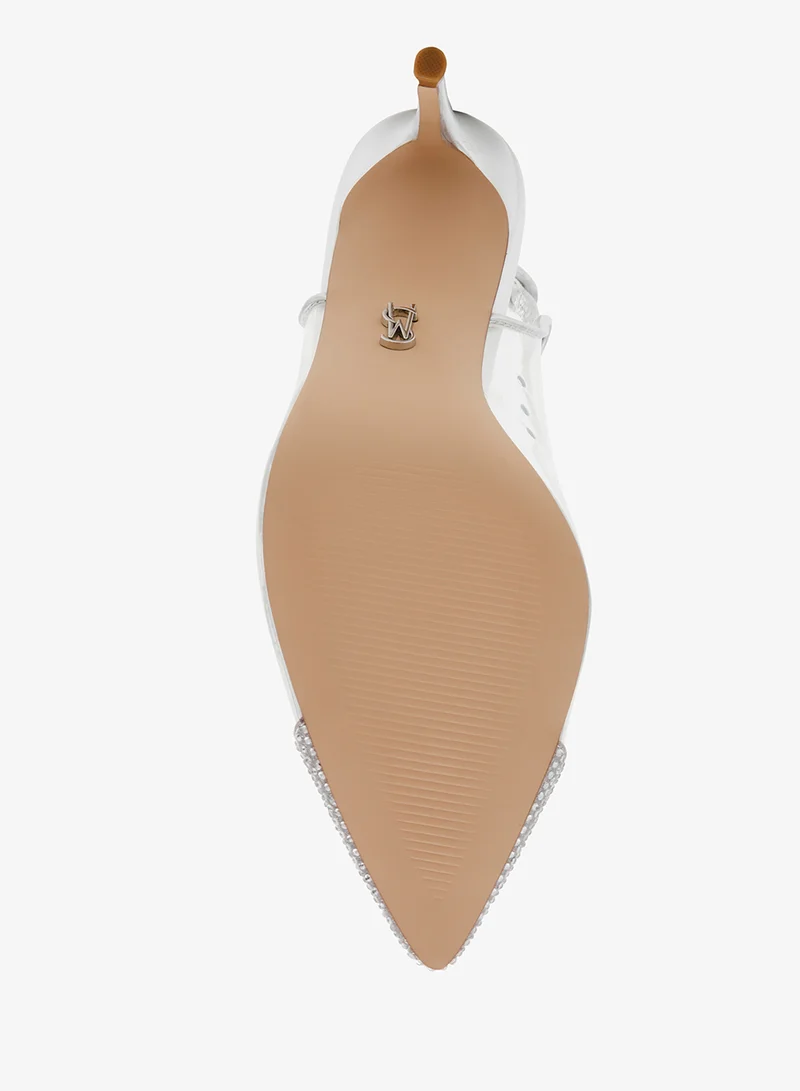 Steve Madden SILVER LEENA Embellished Slingback Pumps for Women | Best Price UAE