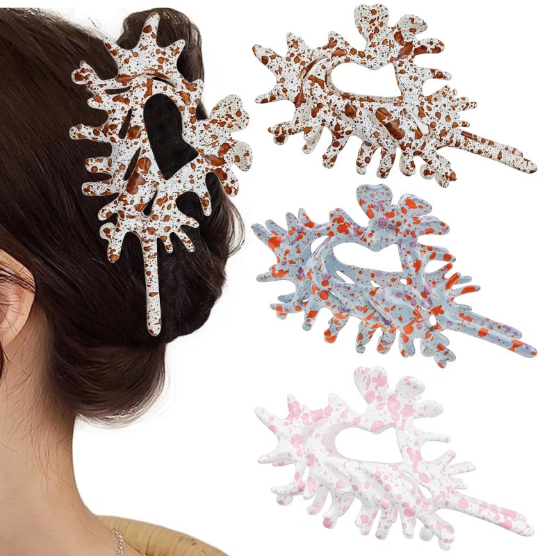 3 PACK Resin Conch Hair Claw Clips Ripple Shell Claw Hair Styling Accessories with Strong Hold Barrette Clips for Thick and Thin Hair