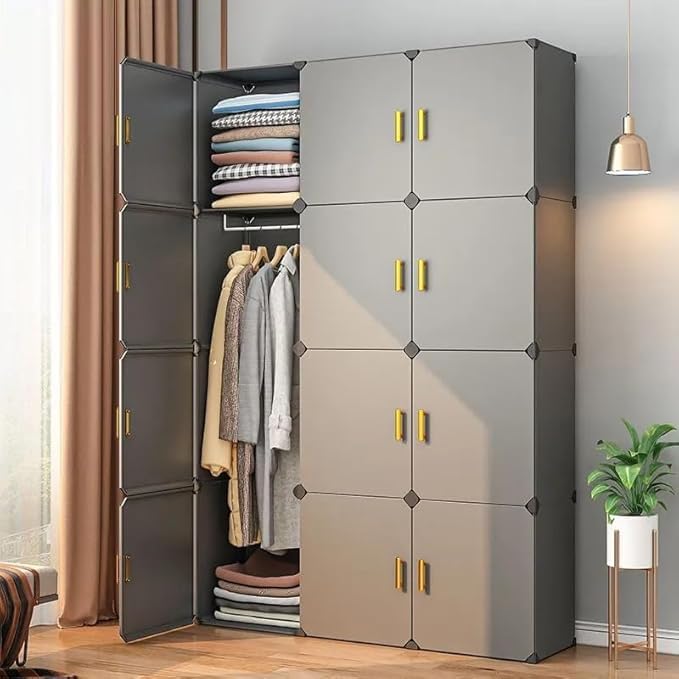 Ticoh 10 Door Plastic Wardrobe for Kids - Cupboard for Clothes Storage Rack, Almirah for Clothes, Baby Collapsible Wardrobe, Multi-Purpose Kids Storage Organizer for Books,Toy,Living Room - Image 4