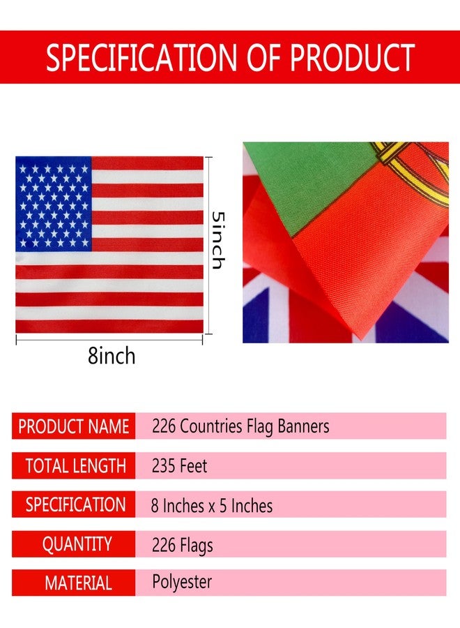 TSMD 226 Different Countries International String Flags Banner of The World Small Mini National Bunting Flags,Decorations for Olympics,Grand Opening,Bar,School Office,Sports Events,International - Image 2
