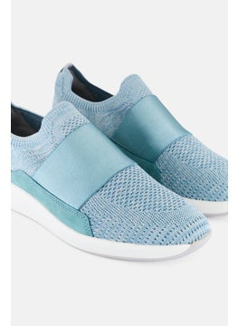 clarks Women Standard Un Rio Knit Slip On Casual Shoes, Turquoise Green  - Image 3