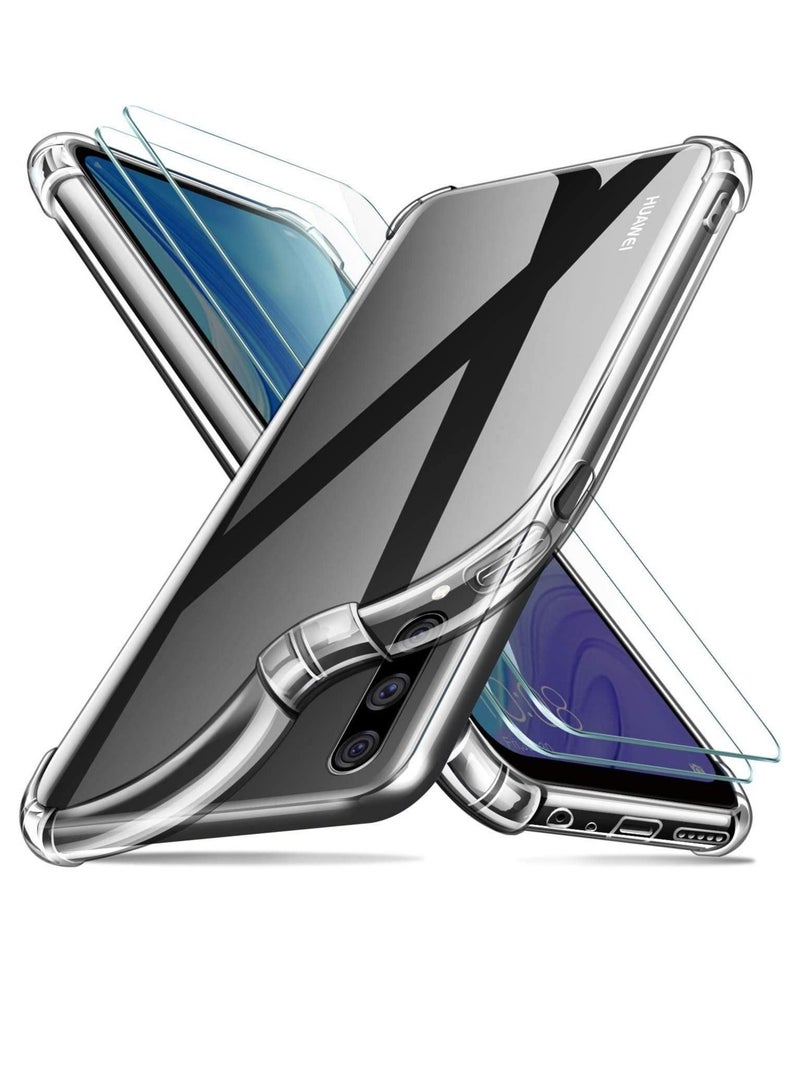 MUNTAQI For Huawei Y9S Case With 2 Pack Screen Protector, Clear Huawei Y9S Case Cover, Tempered Glass Film - Image 1