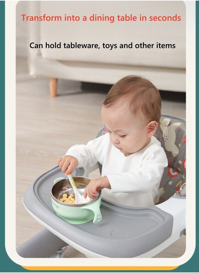 Baby Walker - عربة أطفال متعددة الوظائف اثنين في واحد، مشاية أطفال مضادة للساق - أخضر وأبيض - Image 1