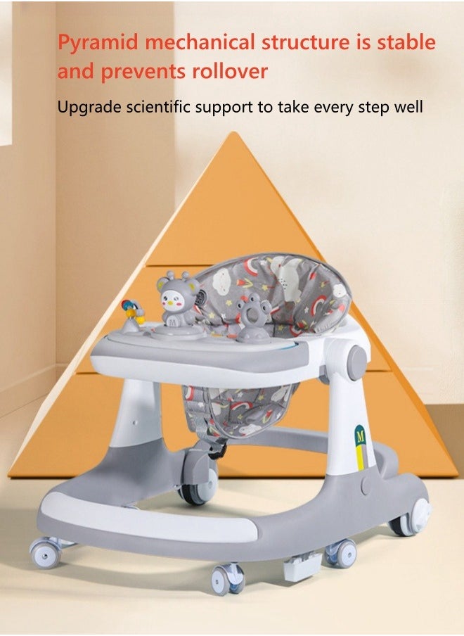 Baby Walker - عربة أطفال متعددة الوظائف اثنين في واحد، مشاية أطفال مضادة للساق - أخضر وأبيض - Image 1