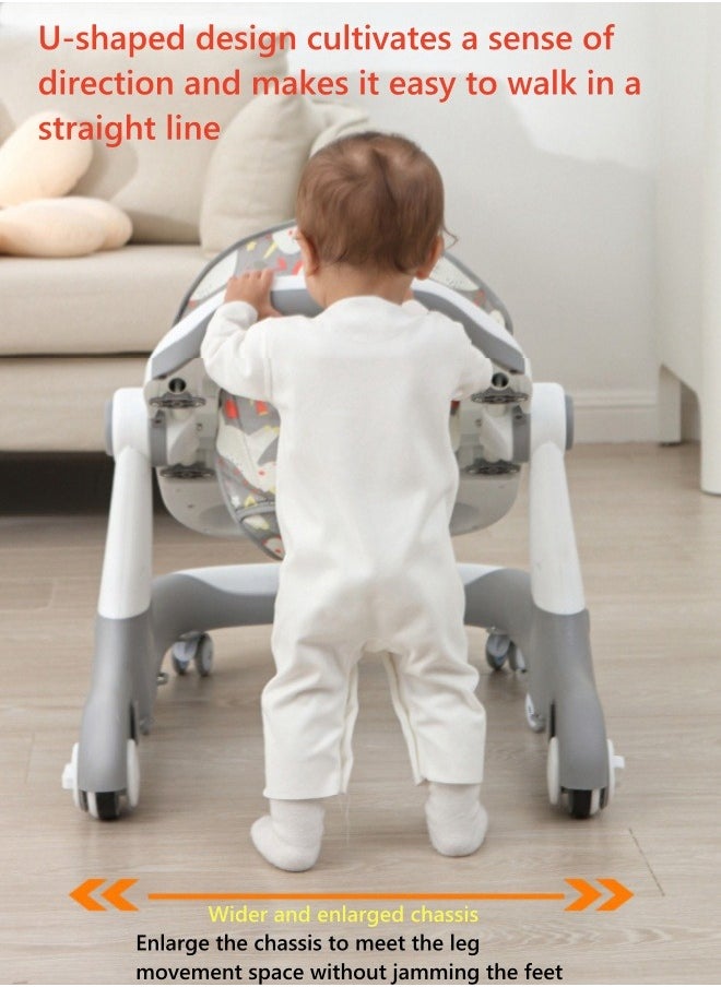 Baby Walker - عربة أطفال متعددة الوظائف اثنين في واحد، مشاية أطفال مضادة للساق - أخضر وأبيض - Image 1