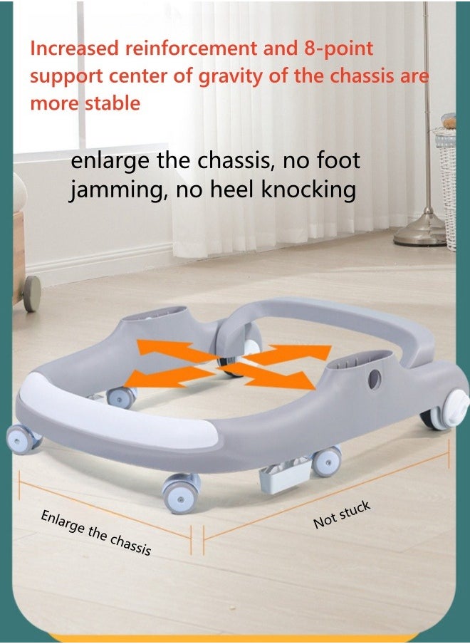 Baby Walker - عربة أطفال متعددة الوظائف اثنين في واحد، مشاية أطفال مضادة للساق - أخضر وأبيض - Image 1