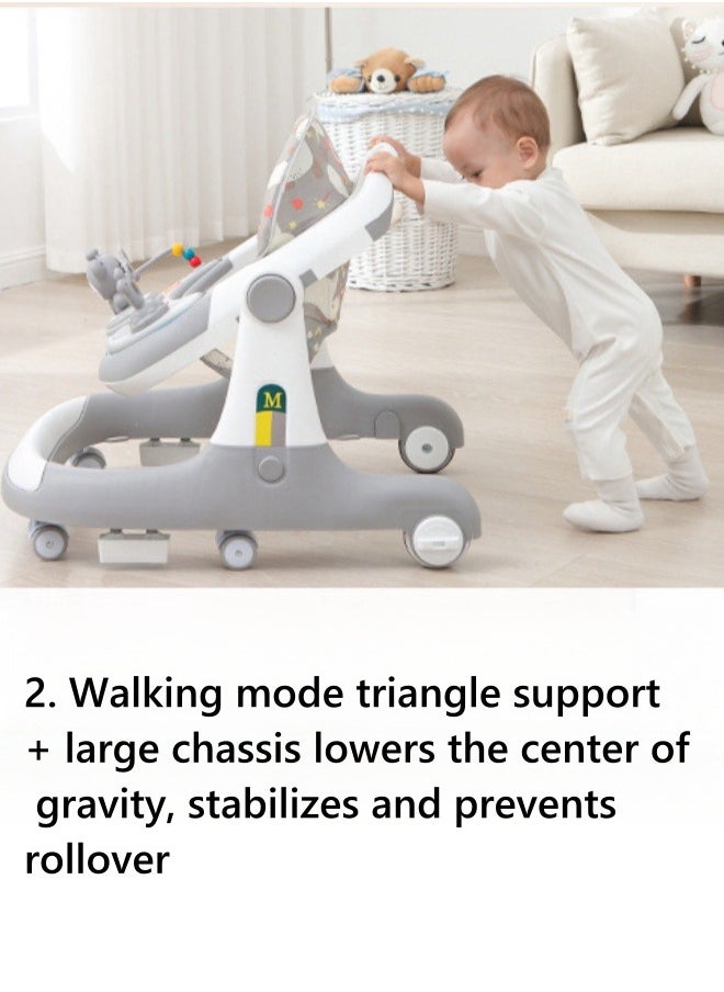 Baby Walker - عربة أطفال متعددة الوظائف اثنين في واحد، مشاية أطفال مضادة للساق - أخضر وأبيض - Image 1